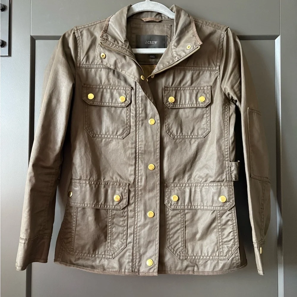 J. Crew Dark Downtown Field Waxed Cotton Utility Jacket
